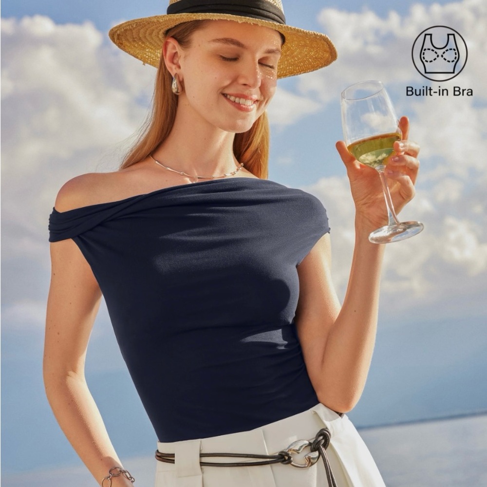 OGL Navy Off-Shoulder Blouse